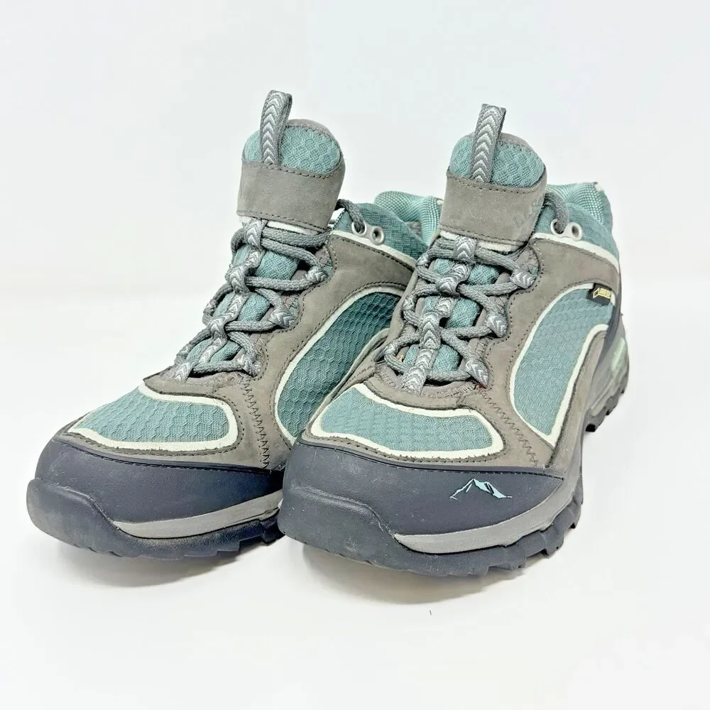 LL Bean 290378 Gore-Tex Gray Teal Lace Up Hiking Walking Shoes Womens 9M